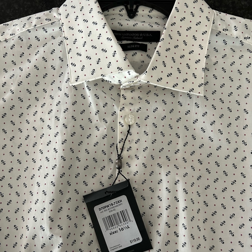 John Varvatos 
Size SLIM=FIT 16 1/2 L 
Button Down Shirt